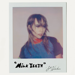 A Polaroid photo of singer, model and actress, Suki Waterhouse, including the title of her new EP, Milk Teeth