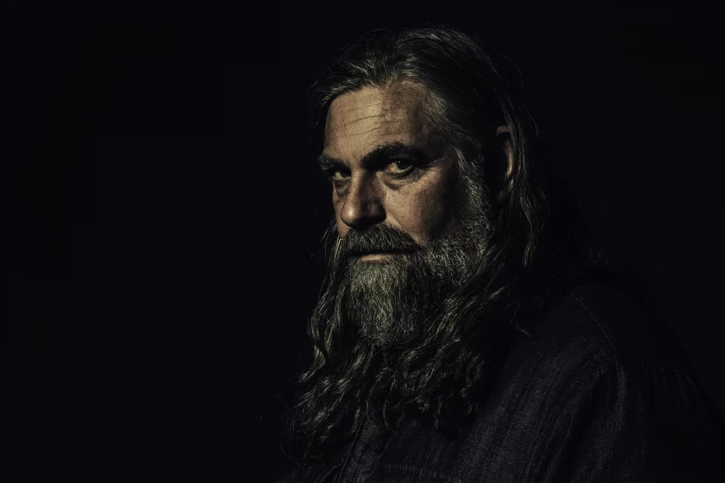 An up close headshot image of the musician, The White Buffalo