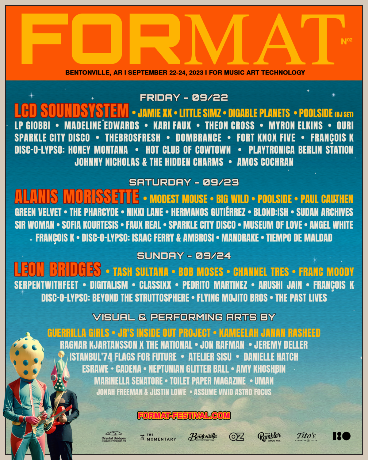 An image poster of the roster for music festival, Format