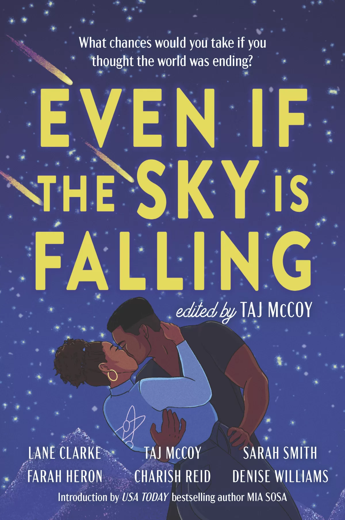 A book cover image featuring a black woman and man in an embrace and kissing featuring the book title, Even If The Sky Is Falling