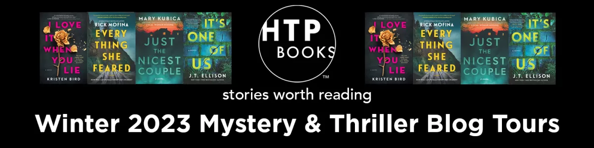 An image featuring a banner with the front covers of the books featured in the winter book blog tour, including the cover of Everything She Feared