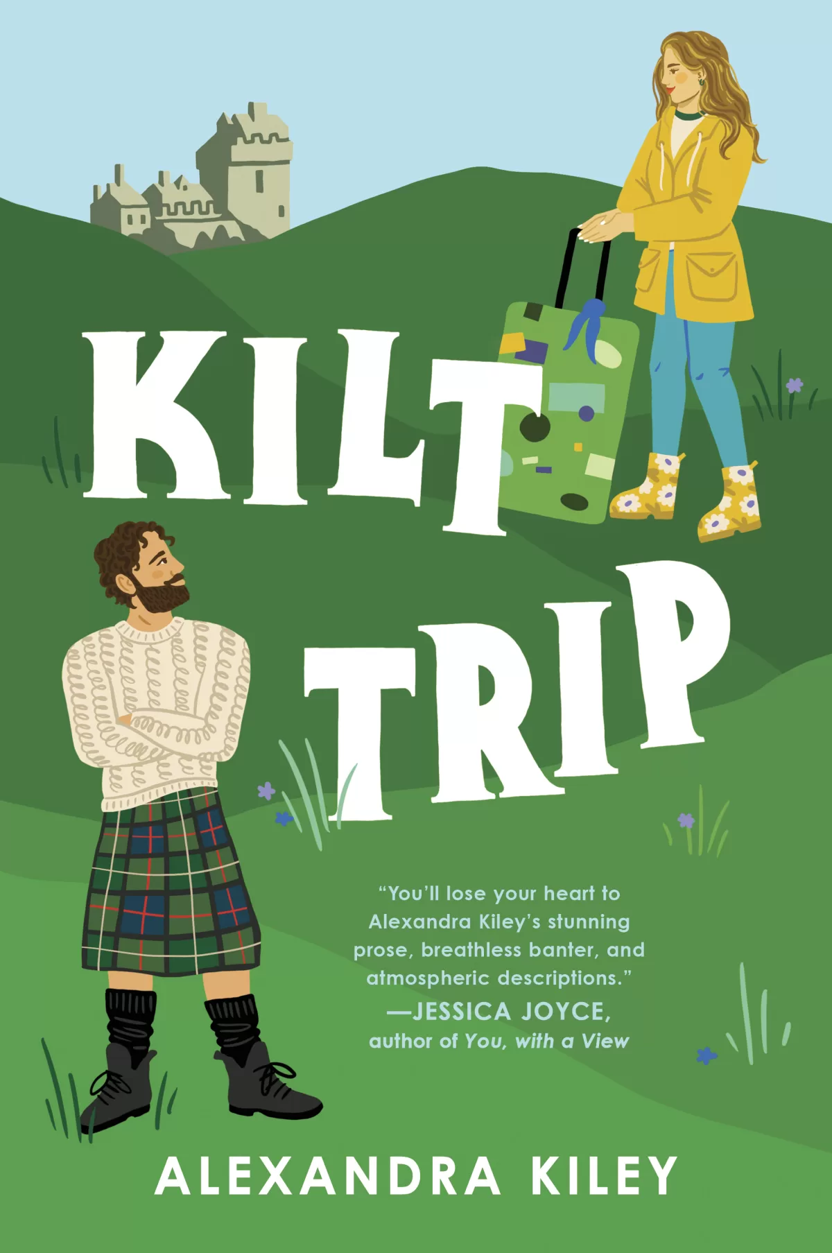 A cover image for the book title, 'Kilt Trip'
