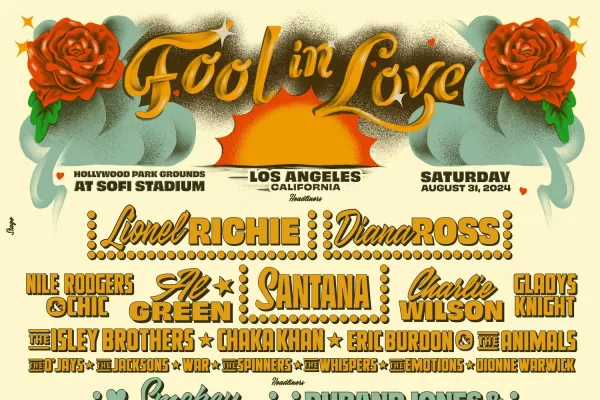 An image for the Fool In Love Festival poster featuring music acts performing