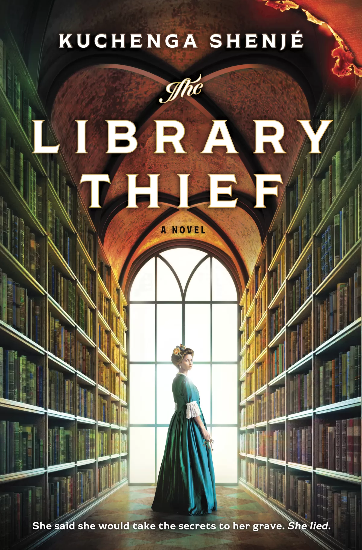 A book cover image for the title, 'The Library Thief'