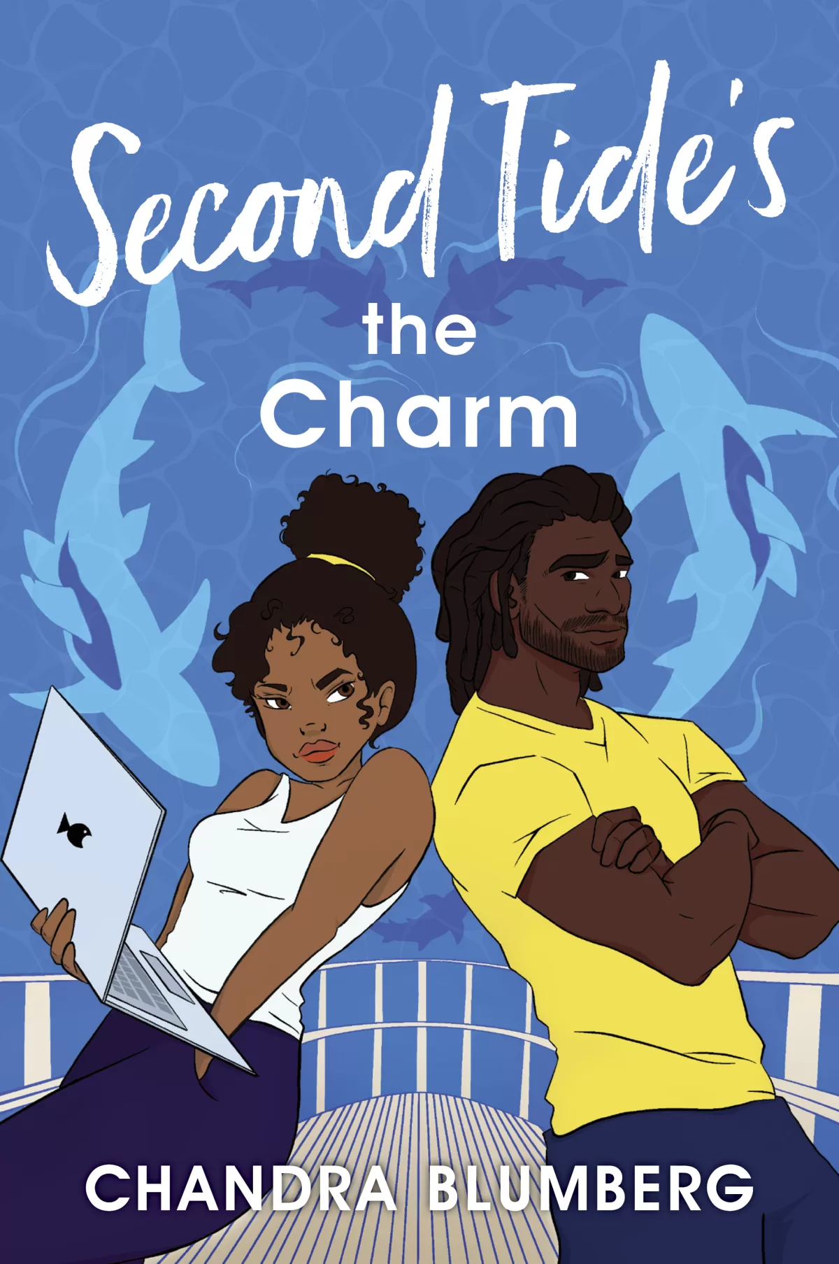 A book cover image featuring two cartoon male and female black figures for the book title 'Second Tide's the Charm'
