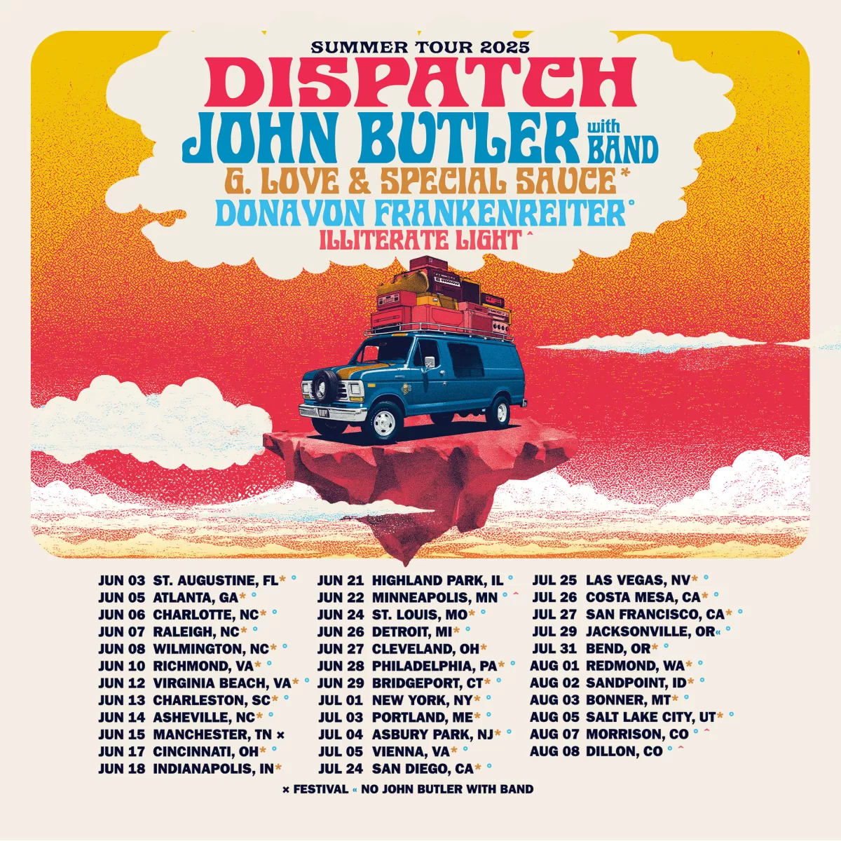An image of music group, Dispatch's tour dates for 2025