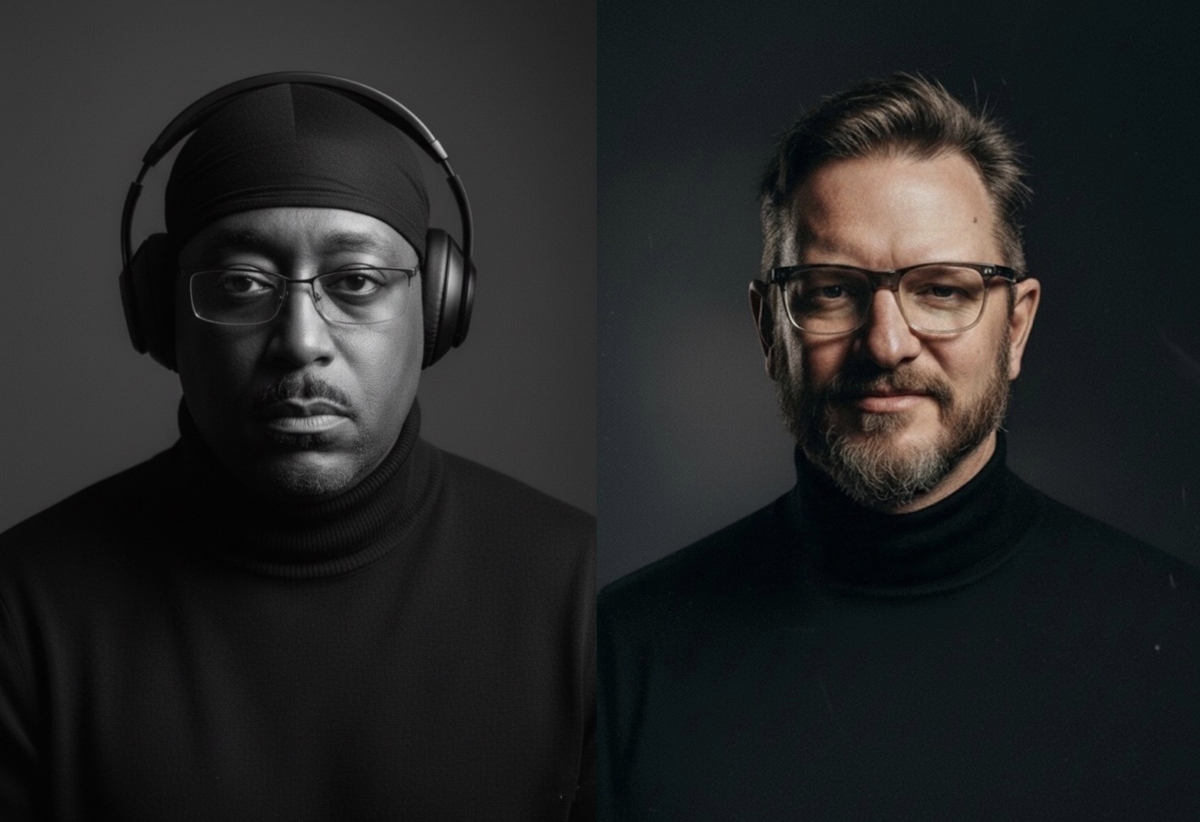 An image of music composers for television and film, Mark Batson, top and Chris Hanebutt, bottom