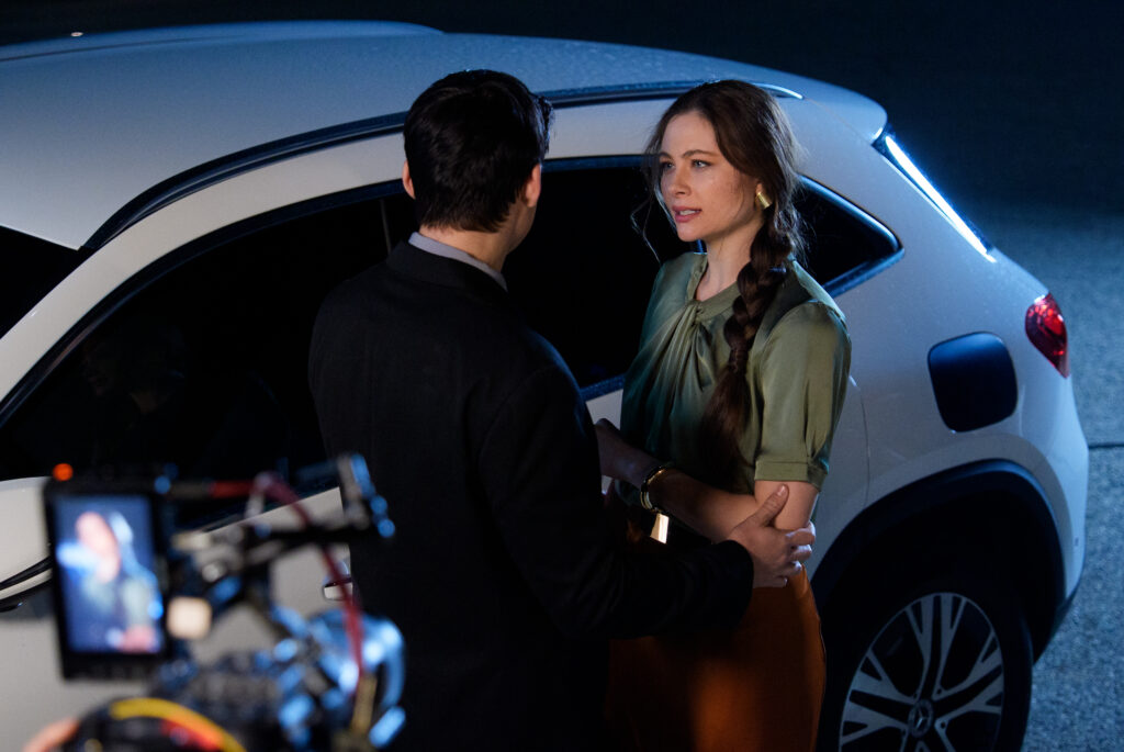 An image of Gabrielle behind-the-scenes on set