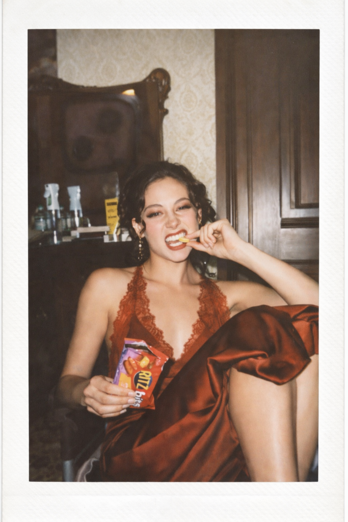 A fun behind-the-scenes image of Gabrielle Faith Brown