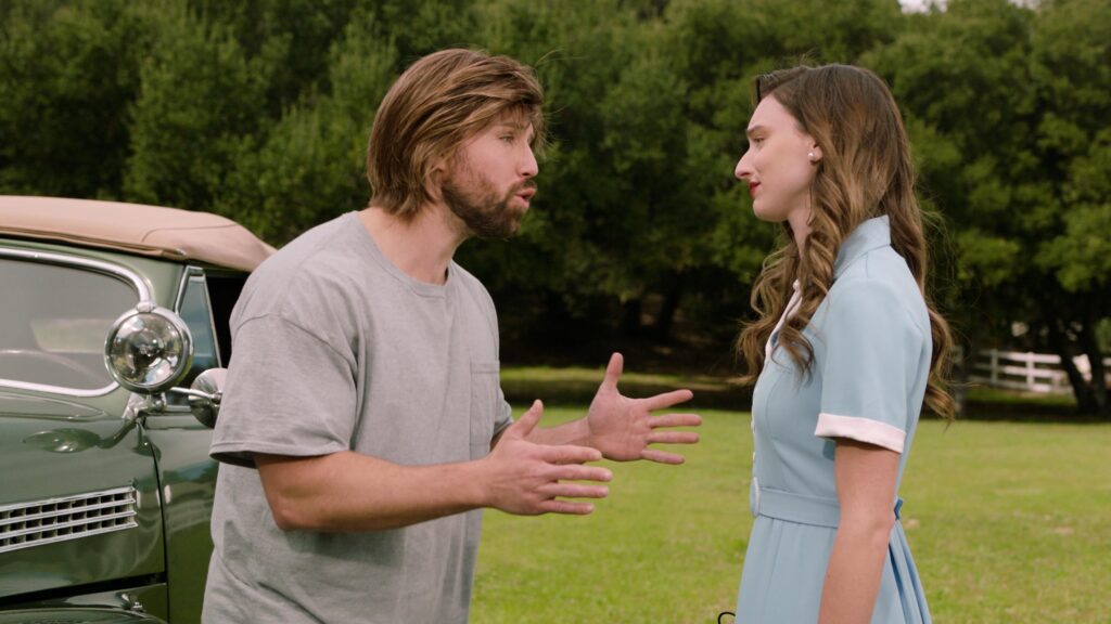 A still image of Sophia Delucchi on set